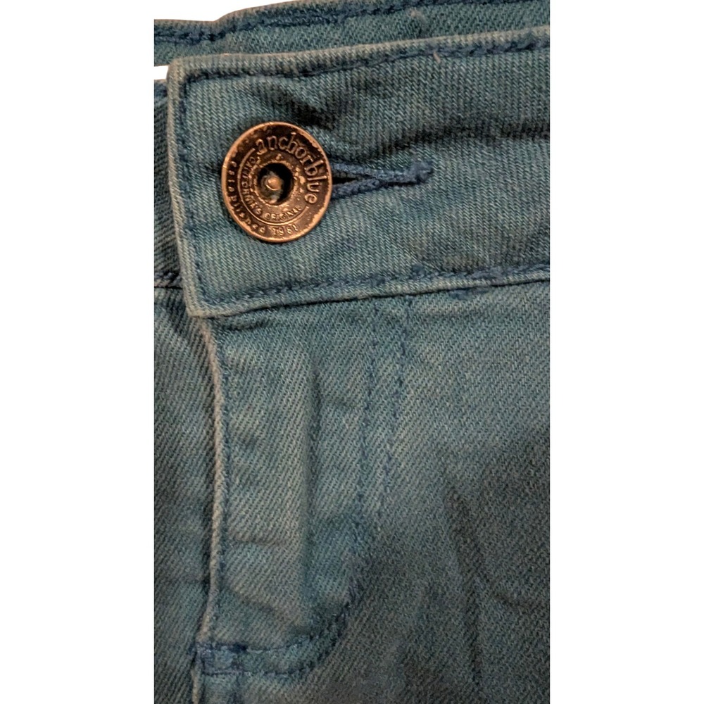 Anchor Blue Teal Blue Denim Mini Skirt Size 1 Y2K Low Rise Stretch Micro Mini - Picture 3 of 6
